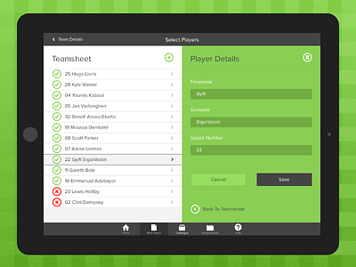 Elite Scout - Players branding graphic design green icons interface ipad scouting soccer tablet ui web