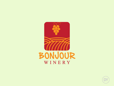 Bonjour Winery logo design wine bar minimal logo logo