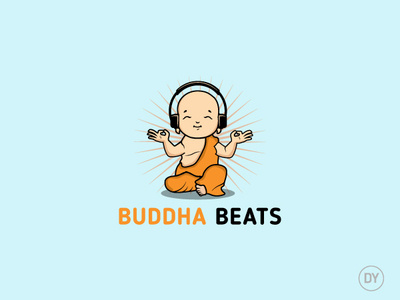 Buddha Beats fun illustration logo mascot