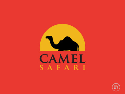 Camel Safari animal logo design minimal sun tourism