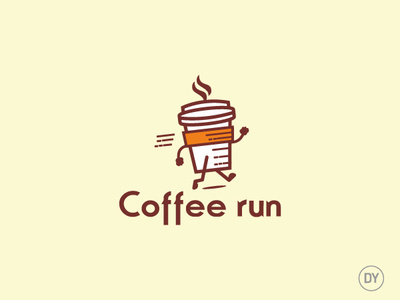 Coffee Run coffee bar illustration logo design minimal logo vector