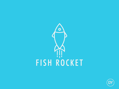 Fish Rocket fish logo design minimal logo minimal logo design rocket