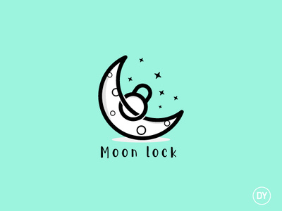Moon Lock lock logo design minimalist logo moon sky