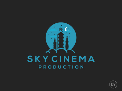 Sky Cinema Production minimal logo moon movie night view production