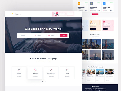 Take a seat Landing page android app design branding design find job ios app design job site logo minimal mobile app design shots ui webapp website design