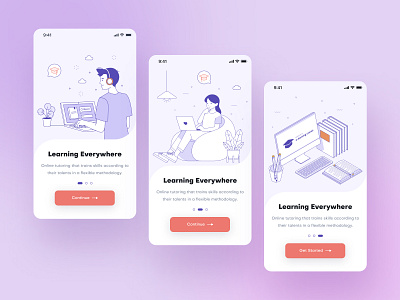 E Learning app Onboarding android app design branding design illustration ios app design learning app learning platform logo minimal mobile app design shots ui