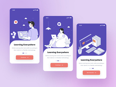 E Learning App Onboarding android app design branding design illustration ios app design learning app logo minimal mobile app design shots ui