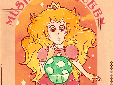 The Mushroom Queen choppre gaming mario mushroom peach queen watercolor