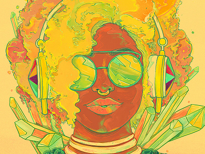 Metro Summertime crytals emilekumfa headphones illustration metro mixedmedia nubreedlab summer uzuricloset watercolor