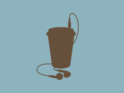 Tunedin 2 colour coffee cup drink fun headphones icon illustration logo takeaway tunes