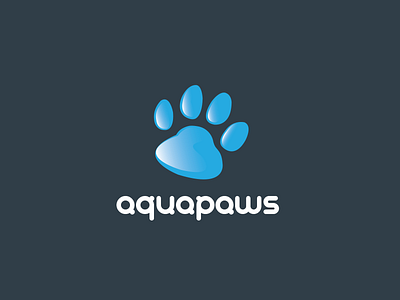 Aquapaws aqua blue design dog graphic identity logo paws vector water wet