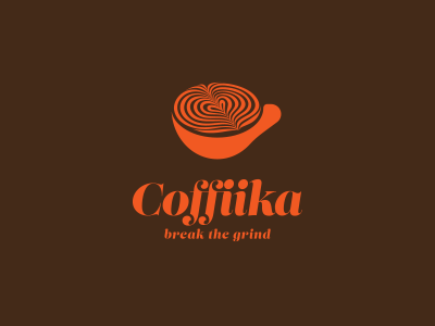 Coffiika coffee coffiika cup foam logo logotype mark orange