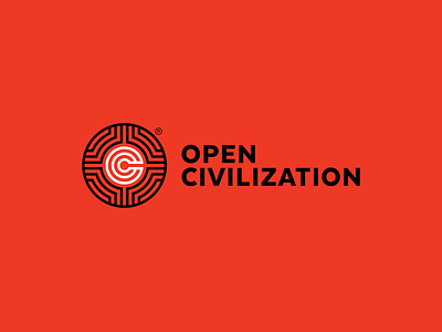 WIP. Open Civilization logo. blend bright civilization color lines logo logotype open