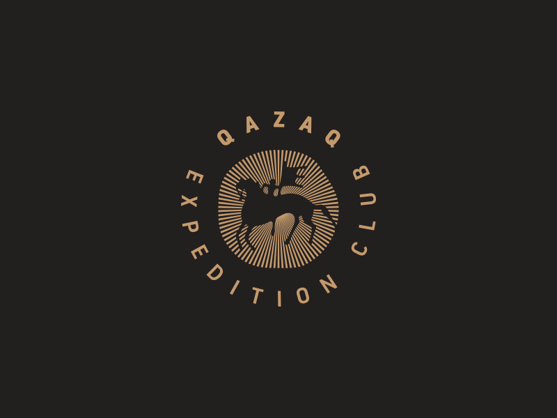 Qazaq expedition club. travel sign qazaq petroglyph mark logotype logo journey hors geography expedition