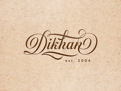 Dikhan. copperplate handtype kraft lettering logo logotype nut
