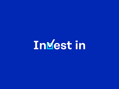 Invest in. chart check invest logo logotype mark sign square symbols