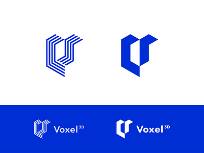 WiP. New logo concept of Voxel 3d Printing. 3d box face letter line logo logotype mark sign v voxel