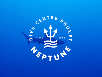 Neptune dive centre center centre dive logo logotype neptune scuba shark underwater