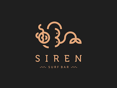 Siren logo bar brown flat line logo monogramm surf