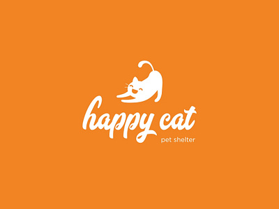 Happy cat branding cat chellange flat graphicninja happy buyer logo logofolio monogramm orange smile sweet