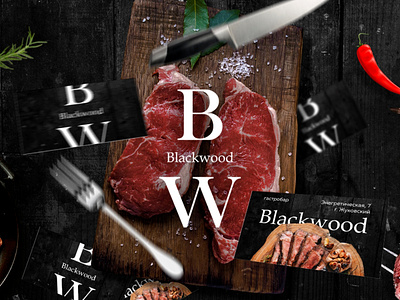 Blackwood beef black flat font logo logofolio meat minimal restourant wood