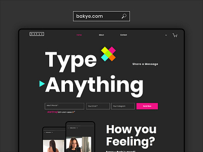 <bakye> Website Landing Page_Type Anything branding browser clothing concept configurator dark mode design home icon interface landing logo product typo typography ui ux vector web website