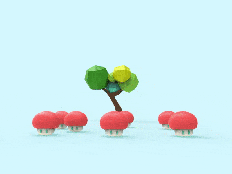 Happy lowpolygon jumping mushrooms // Today is a great day 3d 3d animation 3d art animation cartoon concept conceptual art conceptual design design happy icon illustration loading animation lowpolygon minimal web