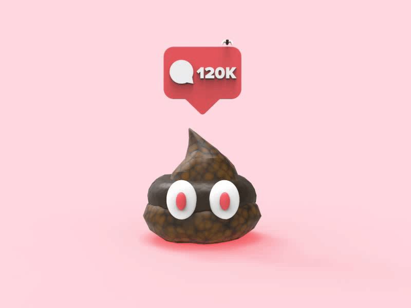 Poop Emoji // Instagram likes and comments are out of control. 3d 3d animation 3d art animation comment design emoji emoticon icon illustration like logo notification poop vector web