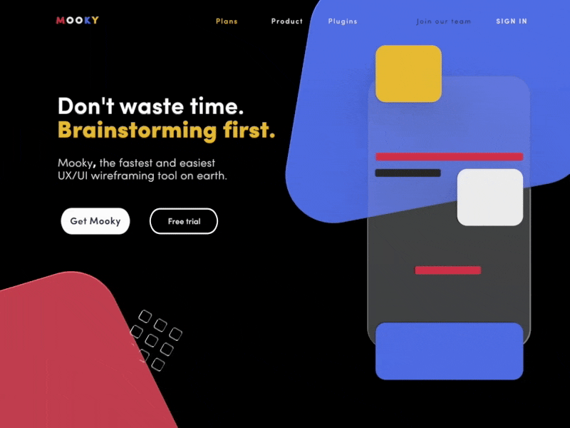 Mooky // UX & UI wireframing mockup tool landing page 3d 3d animation 3d art animation design illustration loading animation logo mockup software tool ui ux vector web wireframe design wireframes wireframing