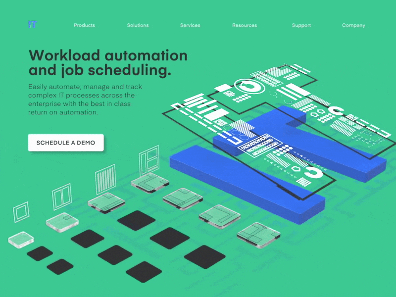 IT // Web landing page_ automate, manage & track IT processes 3d 3d animation 3d art animation automation design illustration landing page loading animation logo manager tracking ui ux vector web