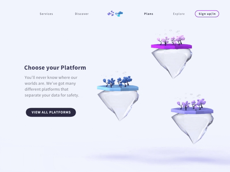 Cloudy // Web landing page for a blockchain data storage_Pt.4 3d 3d animation 3d art animation blockchain call to action cloud data design illustration landing page loading animation logo platform privacy scroll storage ui web