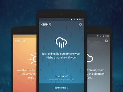 Kisha android app cloud cloudy forecast rain report sun sunny temperature ui weather