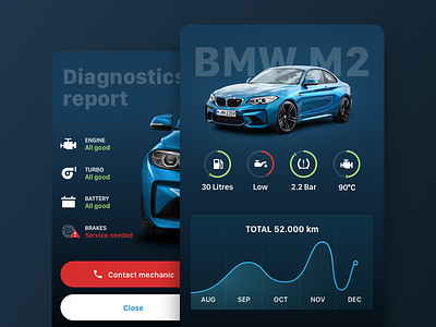 BMW Dashboard and diagnostics app automotive bmw car dashboard engine graph overview service smart ui vehicle