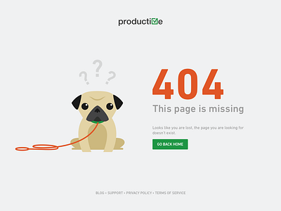 404 Missing pug 404 design dog frank illustration material missing page productive ui ux