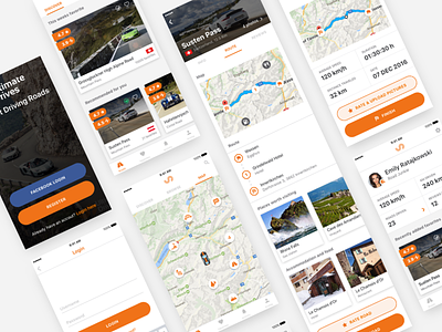 On the road again app automotive car discover drive mobile overview roads search travel ui ux