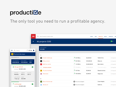 Productive.io - Web app agency app financial home landing material productive profitability tracking ui ux web
