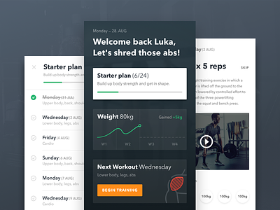 Fitness App Overview app dashboard fitness gym mobile training ui ux widget workout