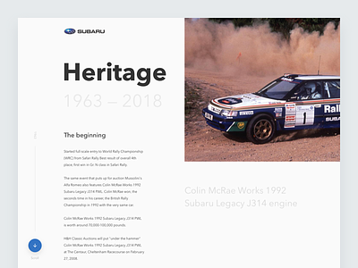 Subaru Impreza Heritage automotive car impreza layout minimal modern rally subaru typography ui website wrx