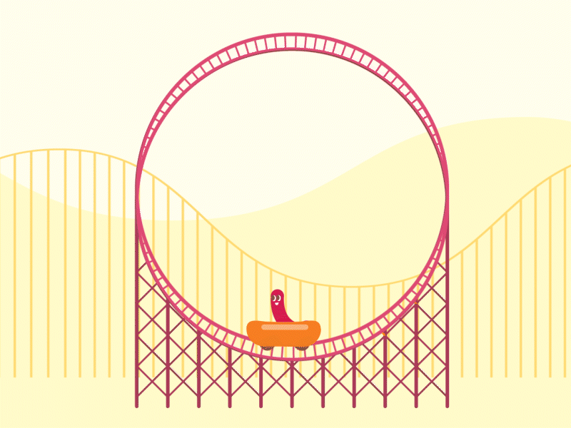 Roll-ercoaster animation bun hotdog illustration roller coaster rollercoaster sausage theme park vienna worm