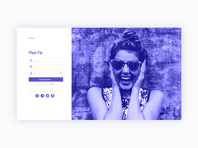 Daily UI – #001 Sign Up Form 001 blue dailyui form icon purple registration sign up ui uidesign ux web webdesign