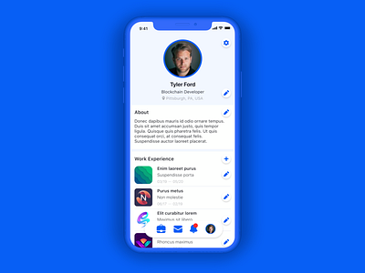 Daily UI – #006 User Profile appdesign blue dailyui dailyui 006 dailyuichallenge indeed ios app job job application job board job listing platform uidesign uiux userprofile work