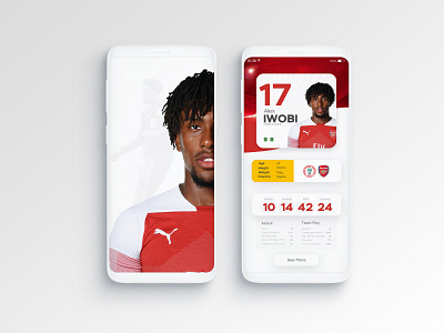 Football App: User Profile Page app design interaction material design minimal minimalist design soccer app ui web