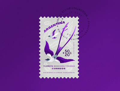 Fork-tailed Flycatcher — Argentina, 1960 brush brushes design illustration illustrator procreate procreateapp texture typography vector