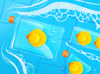 Ending single-use consumption with Memobottle blue branding challenge colorpalette design duck foam illustration illustrator memobottle pool procreate procreateapp rubber rubberduck vector