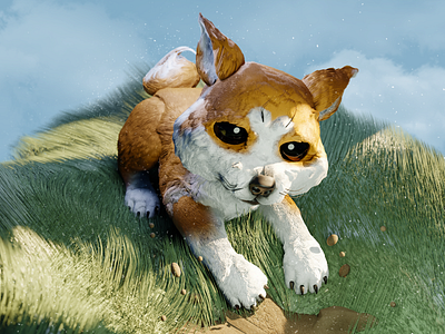 KODJI 3d art blender breed cartoon character cycles design digital dog illustration photoshop puppy render