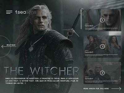 The witcher Homepage black design figma font homepage netflix seasons series the witcher ui videos white