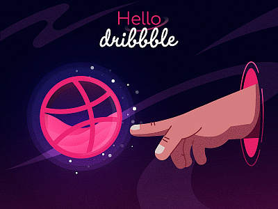 Hello dribbble ai colors cosmic cosmos design dribbble hand hello hello dribbble hellodribbble illustration pink planet stars