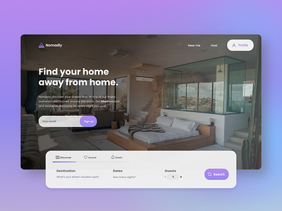 Introducing... Nomadly! booking branding design gradient homepage landing photography travel ui ux web
