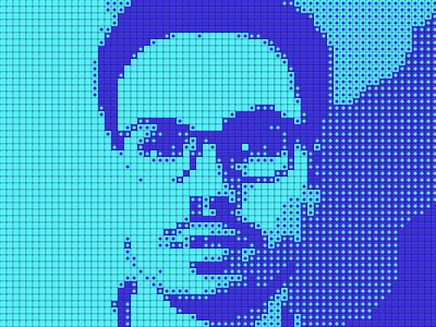 Retro Mosaic Portrait blue boy geometry glasses grid light blue lightblue man mosaic portrait retro rombus square tessellation tile