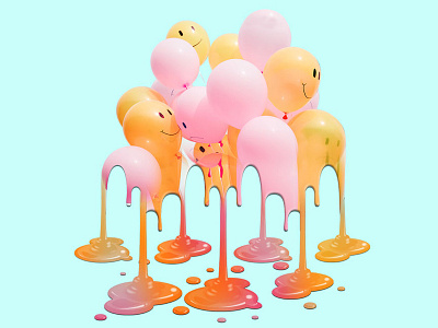 Melting Balloons action actions balloons graphic design graphic art graphic arts illustration melt meltdown melted melting melting picture photoshop photoshop action pink yellow